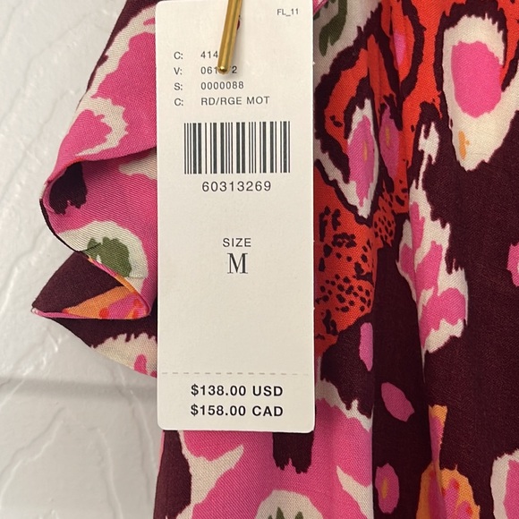 🔥Anthropologie Deep-V Burgundy/Cranberry/Orange/Pinks Maaji Maxi Dress-Medium - Picture 6 of 15